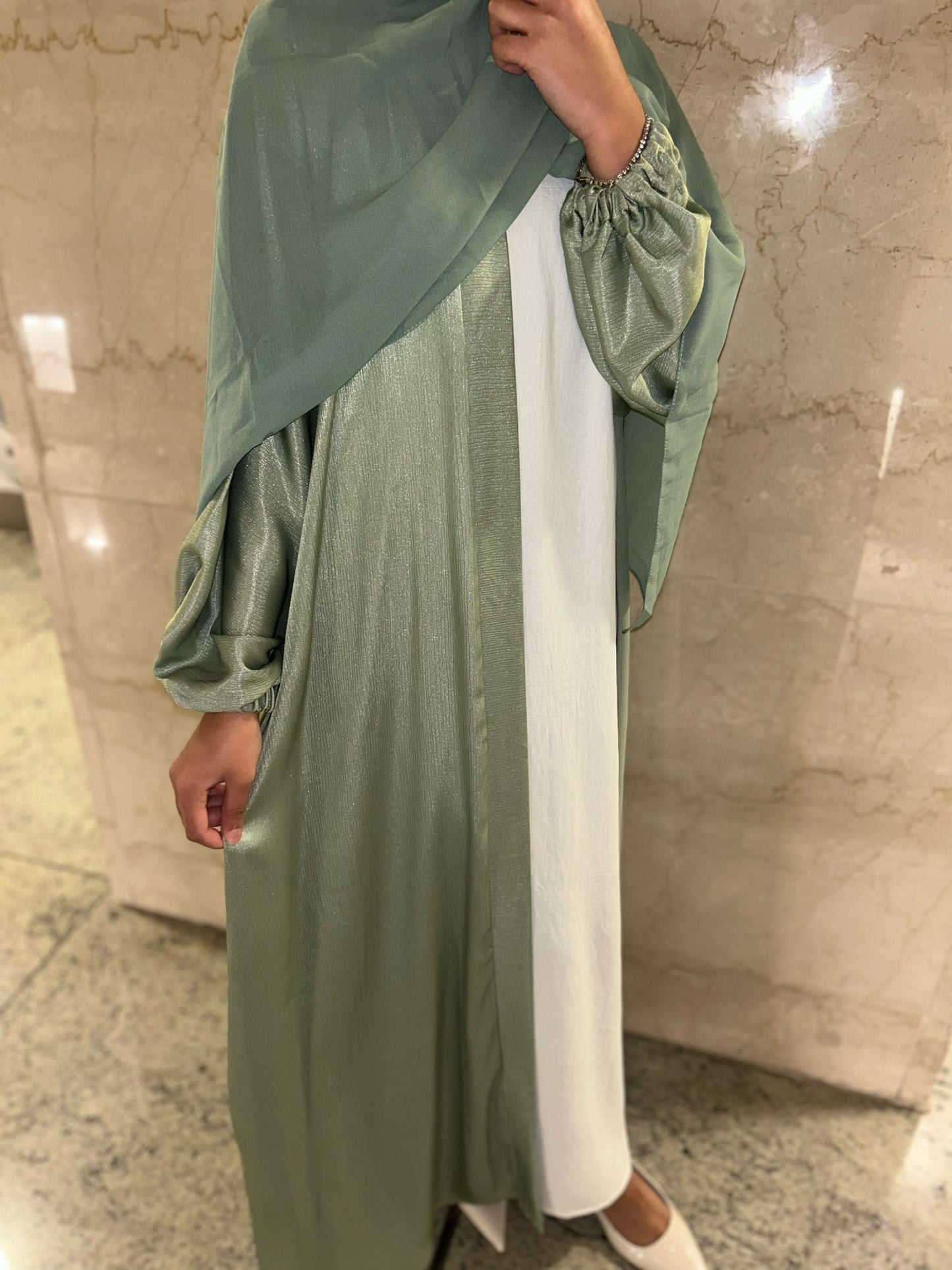 3 piece Mint Green Abaya