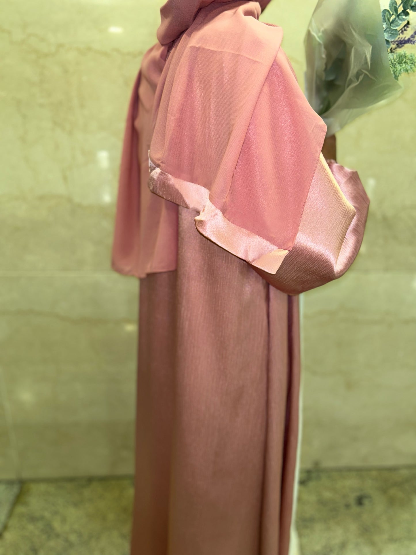 3 piece Pink Abaya